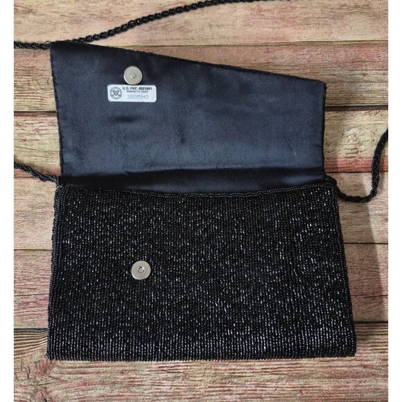 La Regale Vintage Evening Bag Black Rhinestone Beaded Clutch Purse Prom Formal - Picture 9 of 12